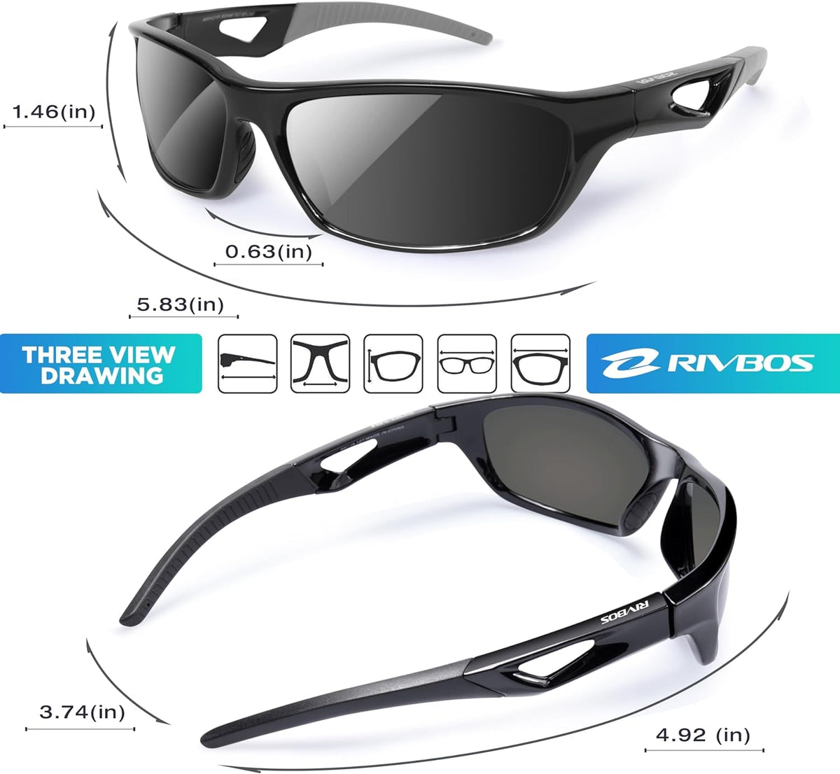 Polarized Sports Sunglasses Driving Sunglasses Shades for Men Women Tr90 Frame for Cycling Fishing Running RB831