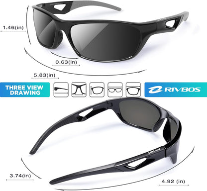 Polarized Sports Sunglasses Driving Sunglasses Shades for Men Women Tr90 Frame for Cycling Fishing Running RB831