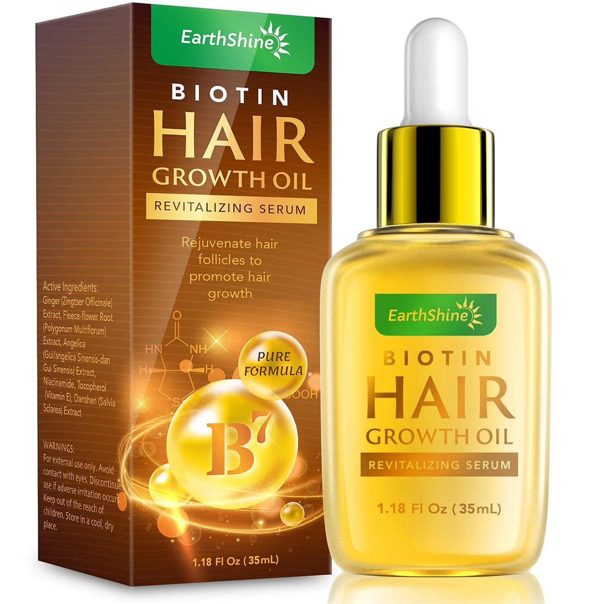 Biotin Serum: Hair Growth Oil for Thicker, Stronger Hair - Prevents Loss for Men & Women, 1.18 Oz (35 Ml)