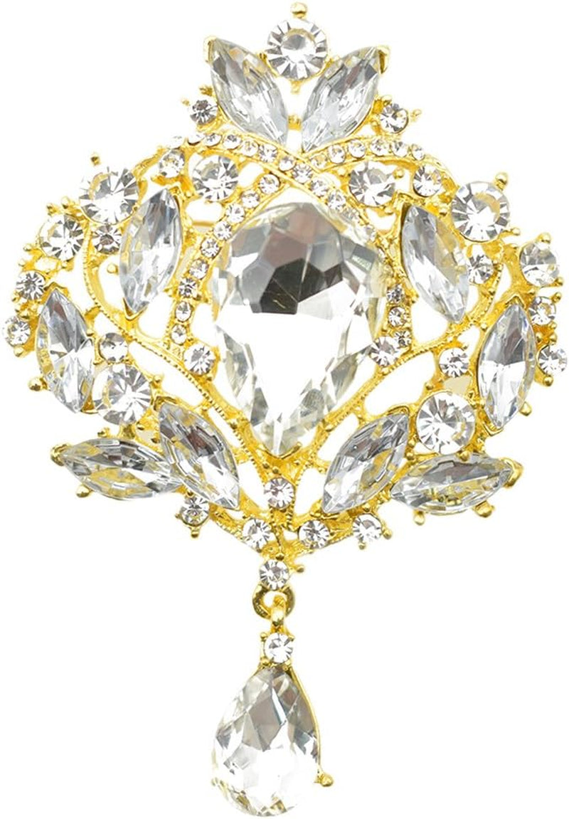 Wedding Bridal Big Crystal Rhinestone Bouquet Brooch Shawl Pin for Women