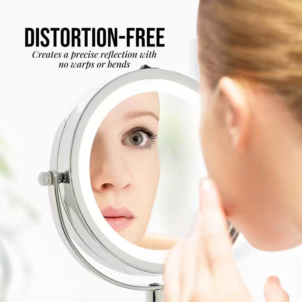 4.7 In. X 11.8 In. Lighted Magnifying Tabletop Makeup Mirror in Polished Chrome
