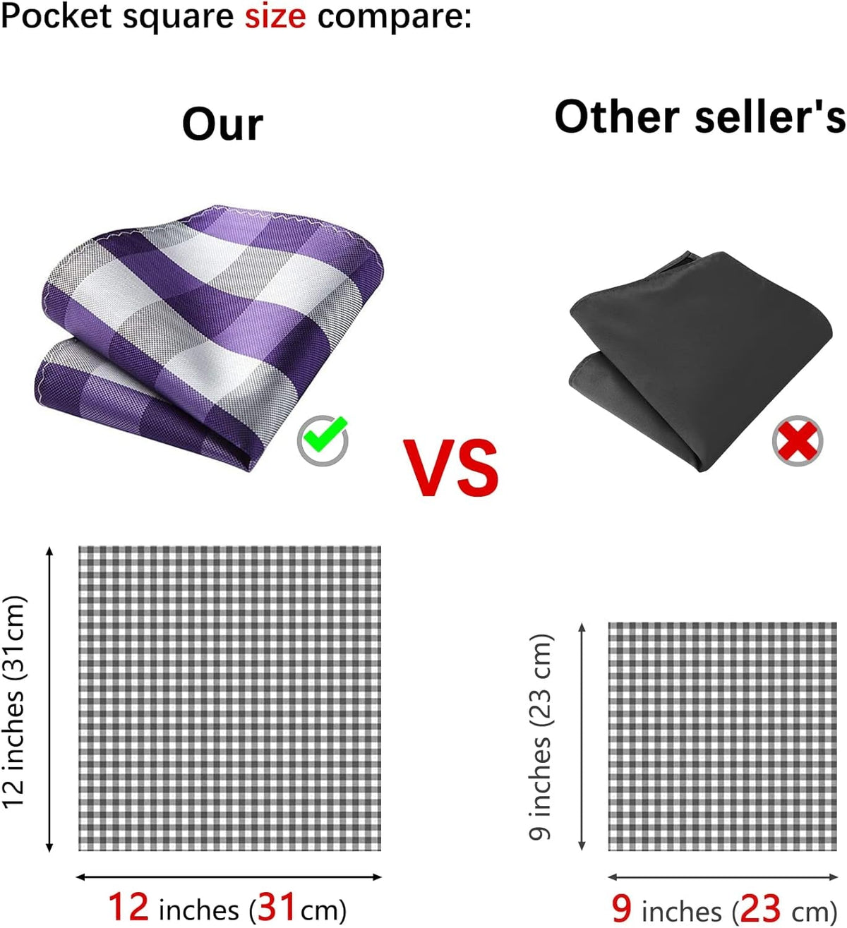 Ties for Men Plaid Checkered Tie with Pocket Square Woven Business Formal Necktie Handkerchief Set Wedding Party