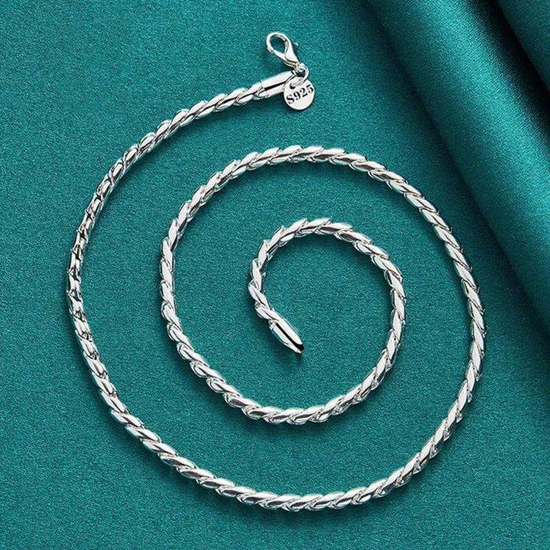 925 Sterling Silver Smooth Rope Snake Necklace Silver Chain for Woman Man Wedding Engagement Party Jewelry Gift