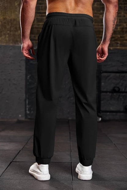 Mens Jogger Pants Workout Athletic Casual Drawstring Elastic Waist Lightweight Sport Running Sweatpants Black, Xx-Large