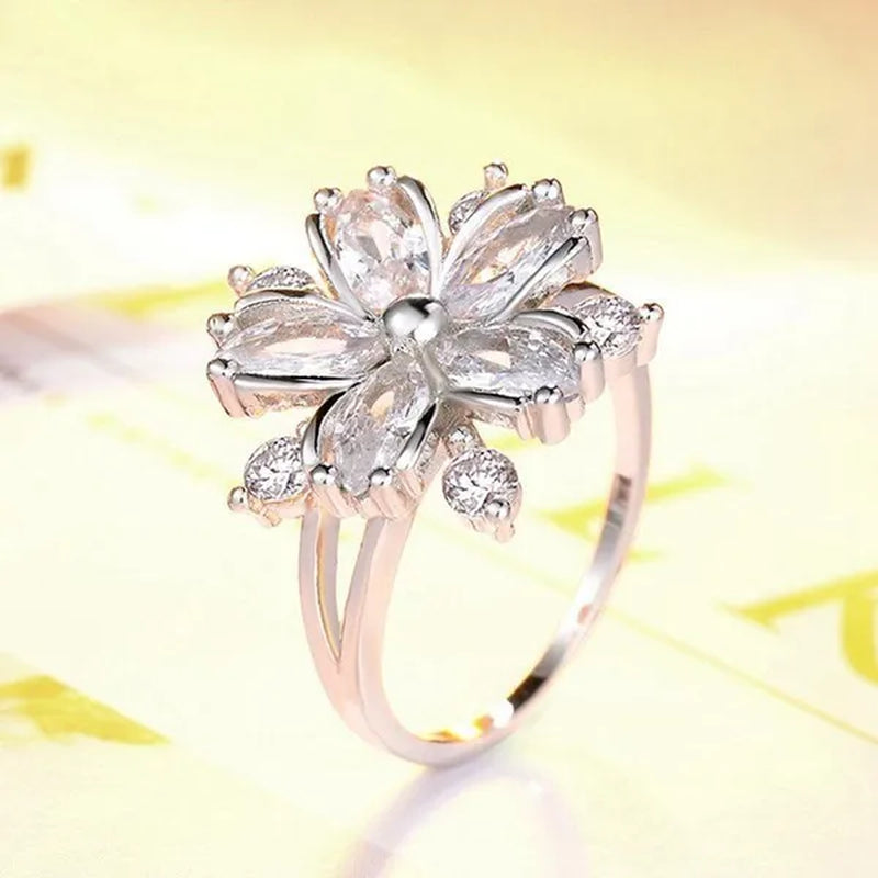 Elegant Women's Flower Ring Luxury  Pink Zircon Ring, Fashionable Flower Shape Women's Ring, Engagement, Wedding Ring, Princess Ring, Promise Ring, Valentine's Day, Christmas Gift. Size US5-11. Happy Shopping!