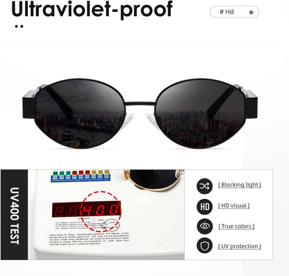 Oval Sunglasses Womens Men Retro Trendy Sun Glasses Classic Metal Shades K1653