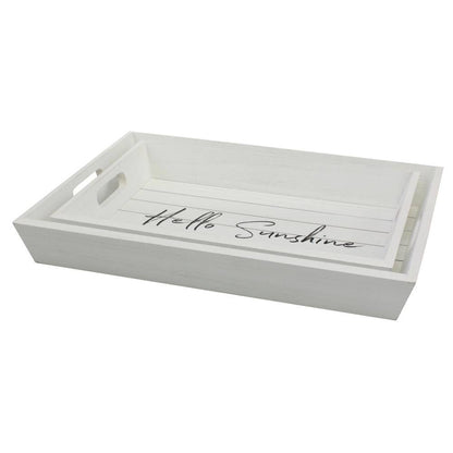 White Wooden Trays (Set of 2)