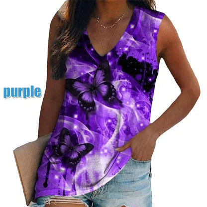 Ethnic Style Multi-pattern Print Sleeveless T-shirt Women's Vest V-neck Casual Loose Shirts Blouse Tank Top Camisoles