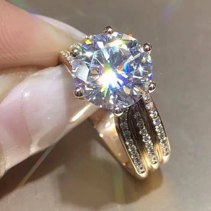 Fashion Delicacy Luxury Jewelry for Women Wedding Band Exquisite Round Cut zircon Engagement Anniversary Promise Rings