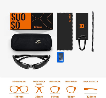 Sports Polarized Sunglasses for Men: Womens UV400 Protection Sun Glasses Wrap around Goggles for Fishing Driving TR90