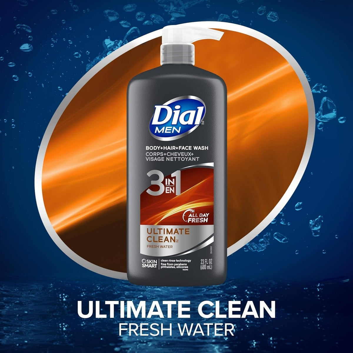 Men 3In1 Body, Hair and Face Wash, Ultimate Clean, 69 Fl Oz (3-23 Fl Oz Bottles)