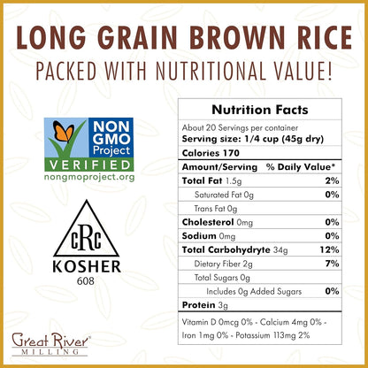 Climate Friendly Brown Rice, Long Grain Brown Rice Cooker Ready, Gluten Free, Vegan, Kosher, Vegetarian, Non-Gmo, Plant Based, US Sustainably Grown, 2Lb. Resealable Bag (Pack of 3)