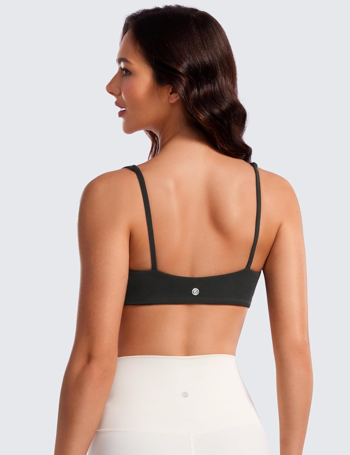 Butterluxe Spaghetti Strap Sports Bras for Women - Square Neck Yoga Wireless Low Coverage Padded Cami Crop Top