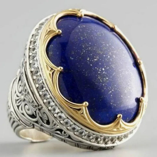 Exquisite 925 Sterling Silver Natural Lapis Lazuli Birthstone sapphire Ring Size 5-12