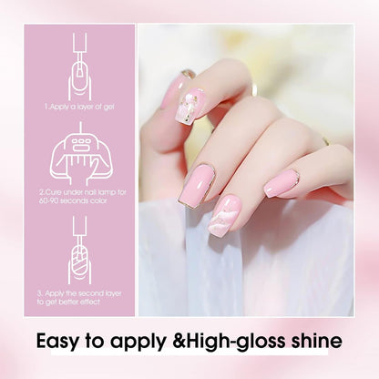 VENALISA Hema-Free Pink Gel Nail Polish Set- 6 Colors Popular Nude Pink Gel Polish Kit, Soak off LED Nail Lamp Light Pink Gel Manicure Kit DIY at Home Salon Gifts for Women Girls