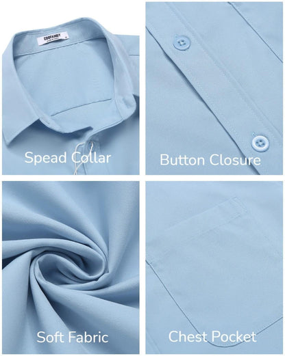 Mens Short Sleeve Casual Button down Shirts Summer Untucked Dress Shirts with Pocket