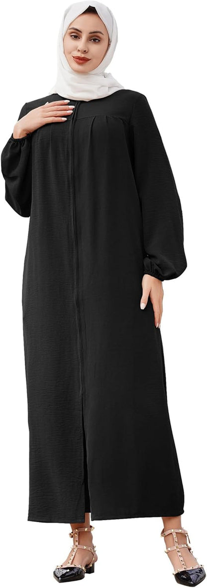 Abayas for Women Muslim Dress Prayer Clothes Zipper Maxi Long Robe Kaftan Dresses Islamic Dubai Loose Abaya Dress