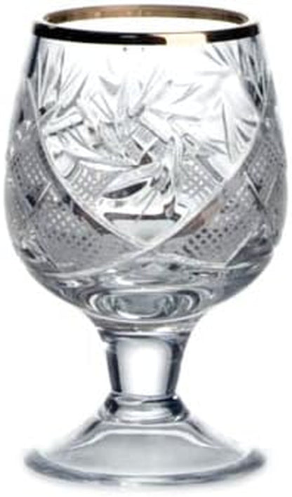 Set of 6  Glassworks, 1.7-Oz Gold Rim Vintage Russian Crystal Shot Glasses