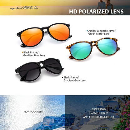 Sunglasses Womens Men Polarized UV Protection Trendy Vintage Retro Round Mirrored Lens Sunglasses For Women
