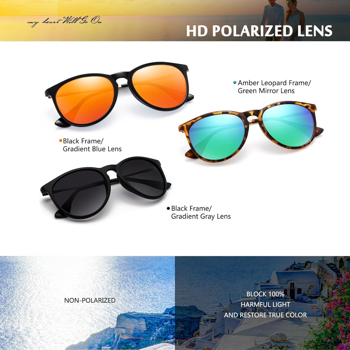 Sunglasses Womens Men Polarized UV Protection Trendy Vintage Retro round Mirrored Lens Sunglasses for Women