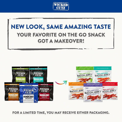 Bacon Jerky Variety Pack, Tender, Flavorful, Easy to Chew Bacon Jerky with up to 24G Protein per Bag, Gift Basket for Men, Unique Gifts for Men, Food Gifts (5 Bags)