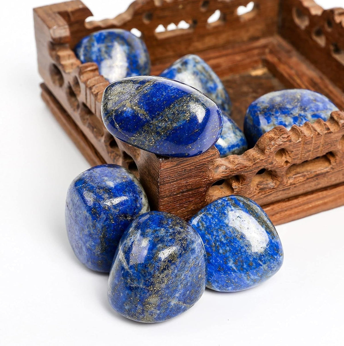 1/2 Lb Tumbled Lapis Lazuli Stones for Wicca, Reiki, and Energy Crystal Healing, Natural Lapis Lazuli from Afghanistan