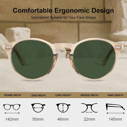 Vintage Polarized Sunglasses for Men UV400 Protection Retro Fashion Eyewear Hand-Crafted Acetate Frame CA5288L