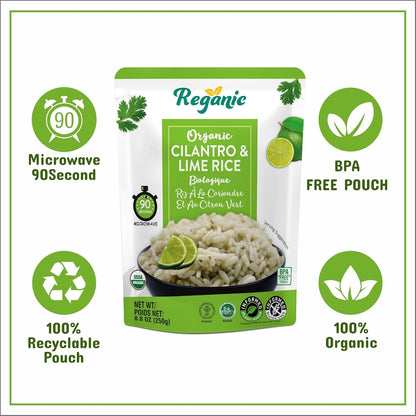 Cilantro & Lime Organic Heat & Eat Microwaveable Rice, 8.8 Ounce (Pack of 6) Heat and Eat | Flavor Rice | USDA Certified Organic, Gmo-Free | Fresh Ingrediants | Side Dish