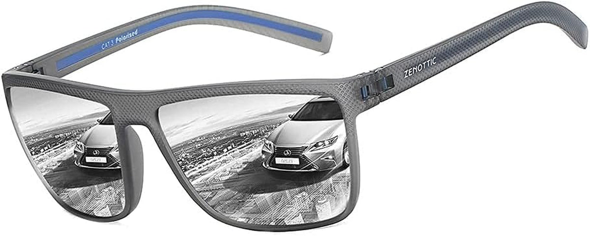 Polarized Sunglasses for Men Lightweight TR90 Frame UV400 Protection Square Sun Glasses