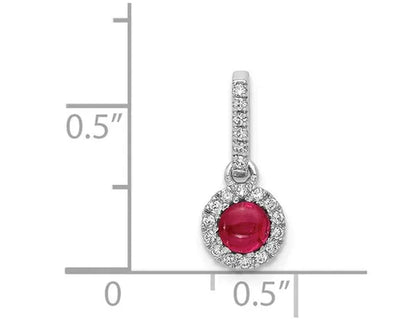 1/3 Carat (ctw) Natural Cabochon Ruby Halo Pendant Necklace in 14K White Gold with Diamonds and Chain