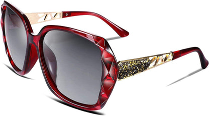 Polarized Women Square Sunglasses Sparkling Composite Shiny Frame B2289