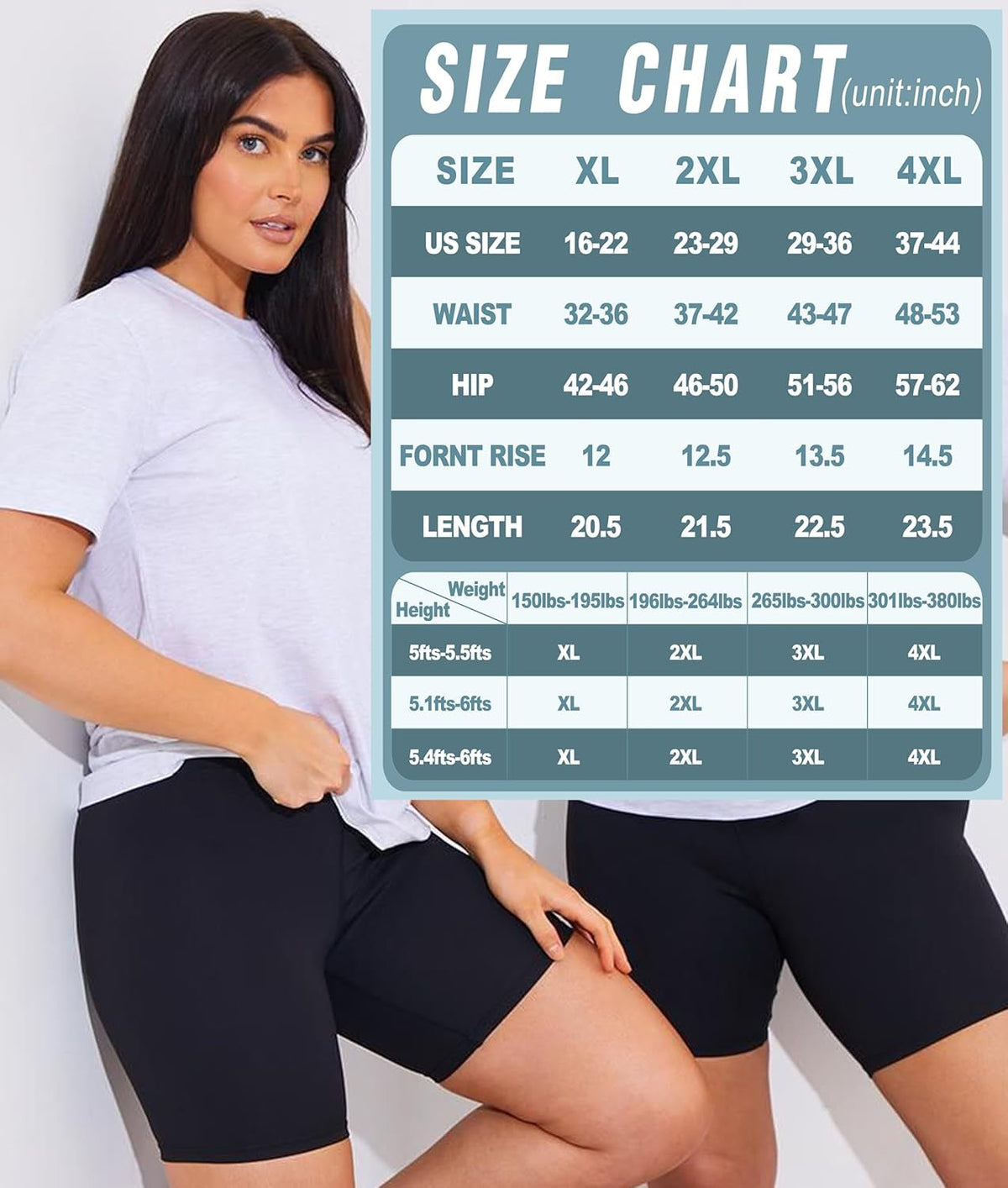 3 Pack plus Size Biker Shorts with Pockets for Women-High Waisted 8" Yoga Pants Workout Shorts