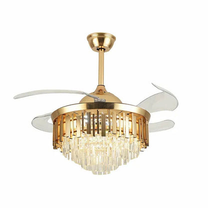 Luxury 42" Crystal Chandelier Modern Ceiling Fan Light Lamp CCT Dimmable Remote