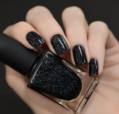ILNP Cityscape - TRUE Black Holographic Jelly Nail Polish, High Gloss and Sparkle, Long Lasting, Chip Resistant Manicure, Non-Toxic, Vegan, Cruelty Free, 12Ml