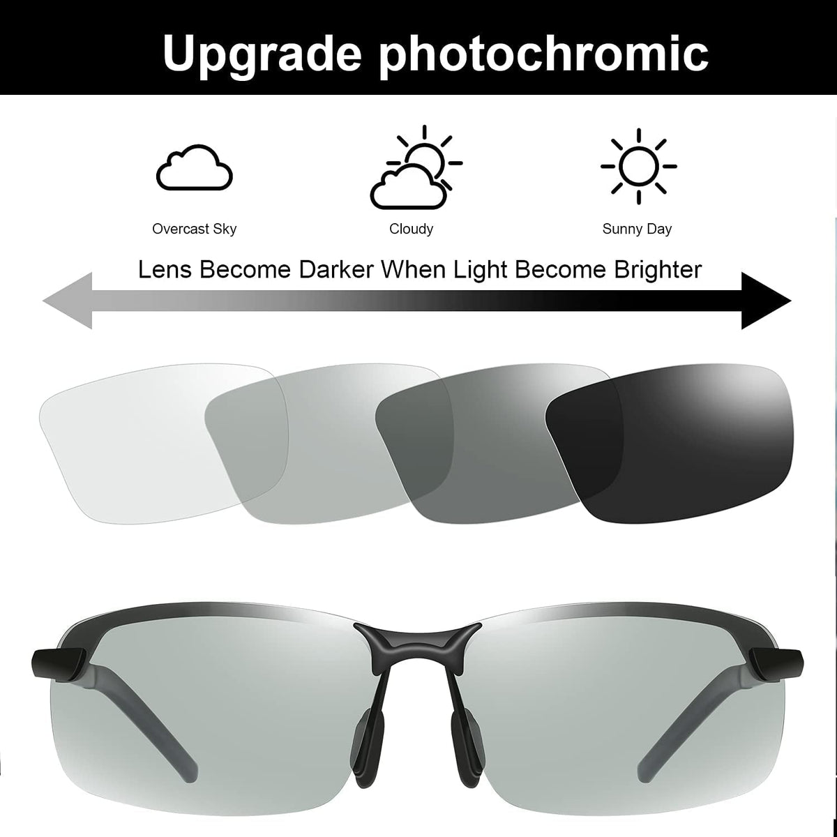 Polarized Photochromic Driving Z87 Sunglasses for Men Women Day and Night Safety Glasses