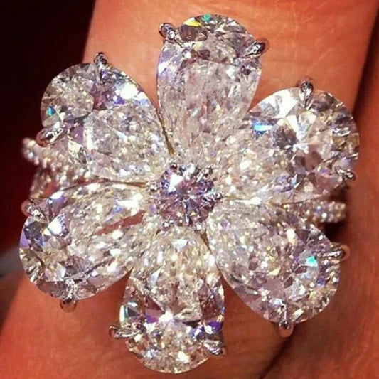 Shinniy 925 Sterling Silver Natural Gemstone White Sapphire Diamond Ring Bride Wedding Engagement Fine Jewelry Size 6 7 8 9 10