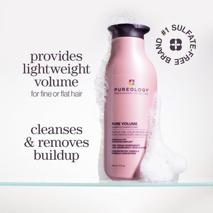 Pureology Pure Volume Shampoo - for Flat, Fine, Color-Treated Hair, Adds Lightweight Volume and Body, Clarifies Buildup, Sulfate-Free & Vegan
