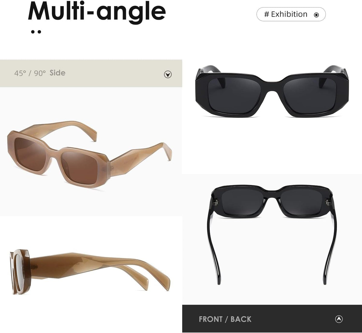 Rectangle Sunglasses for Women Men Trendy Retro Trendy Sun Glasses 90’S Vintage Square Frame K1307