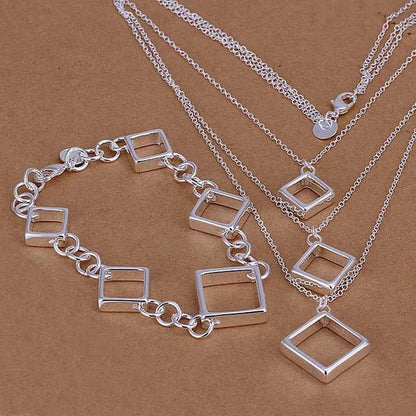 Factory price top quaility 925 sterling silver jewery sets 925 silver necklace bracelet   SMTS064