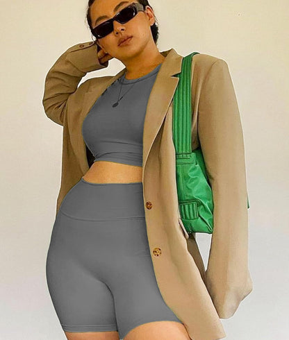 3 Pack plus Size Biker Shorts with Pockets for Women-High Waisted 8" Yoga Pants Workout Shorts