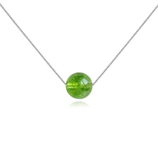 August Birthstone Elegant Silver Necklace for Women with Green Peridot Pendant - Handmade Crystal Birthstone Jewelry(Peridot)