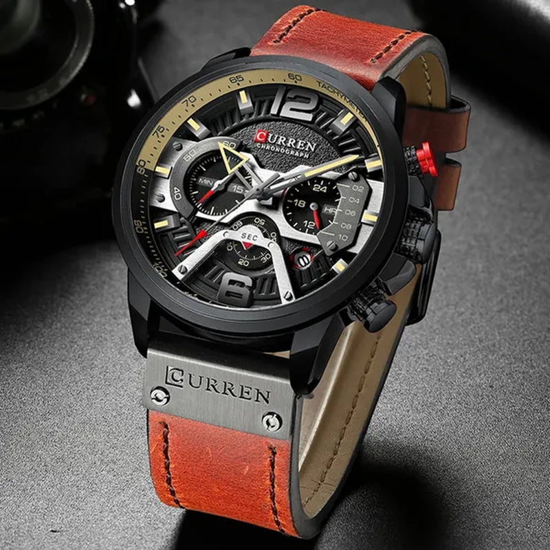 TOP SALE CURREN 8329 Mens Watches with Multi-function Quartz Chronograph Calendar Watch