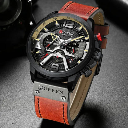 TOP SALE CURREN 8329 Mens Watches with Multi-function Quartz Chronograph Calendar Watch