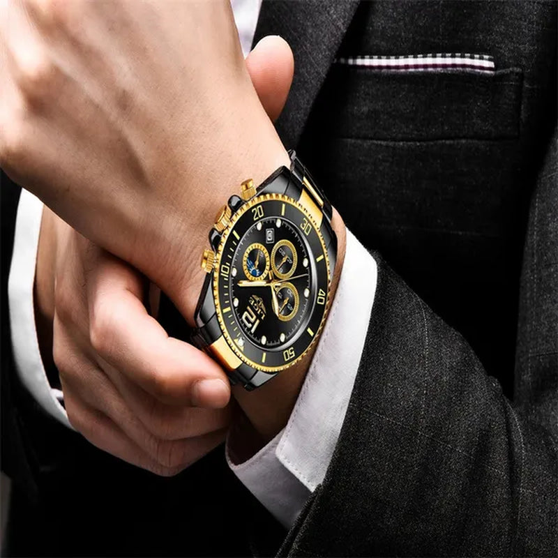 LIGE Luxury Elegant Stainless Steel Quartz Watches 3 ATM Waterproof Mens Wristwatch