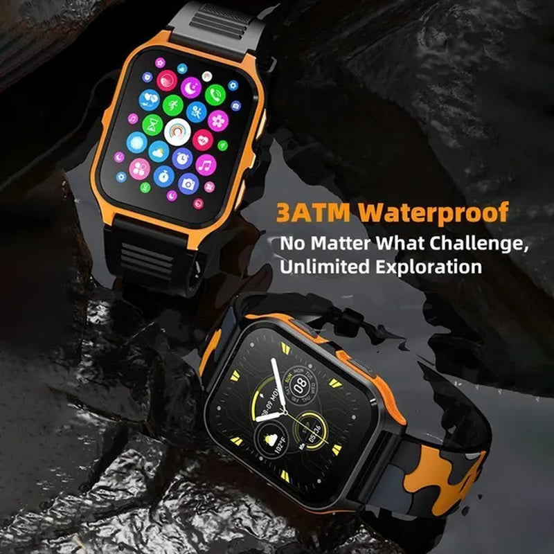 2024 NEW Military Smart Watch for Men Bluetooth Call, Rugged Tactical Smartwatch for Android Phones and iPhone, 3ATM Waterproof Outdoor Sports Fitness Tracker with Heart Rate, Voice Assistant.