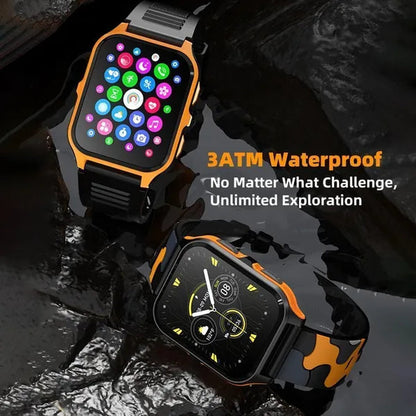 2024 NEW Military Smart Watch for Men Bluetooth Call, Rugged Tactical Smartwatch for Android Phones and iPhone, 3ATM Waterproof Outdoor Sports Fitness Tracker with Heart Rate, Voice Assistant.
