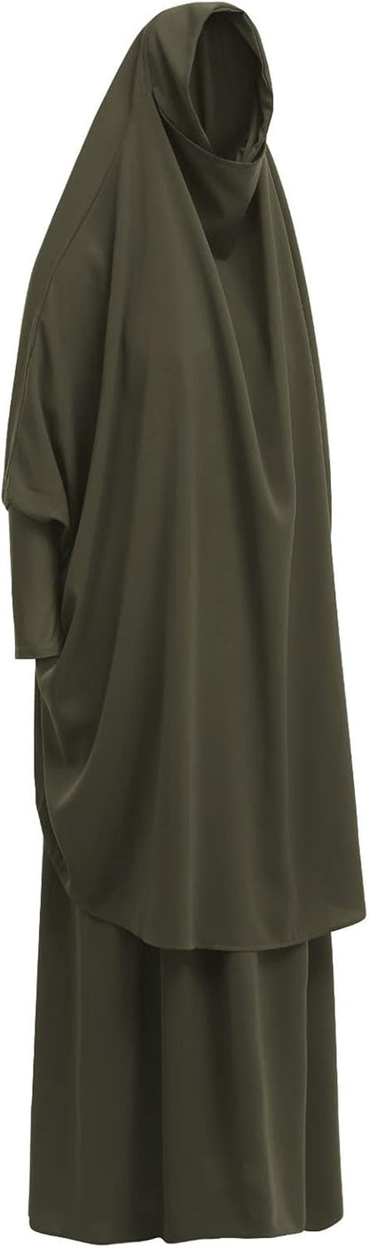 Women'S Muslim Prayer Dress Hijab Scarf Eid Prayer Jilbab Khimar Niqab Burka Abaya Maxi Islamic Arabian Modest Cardi Robe