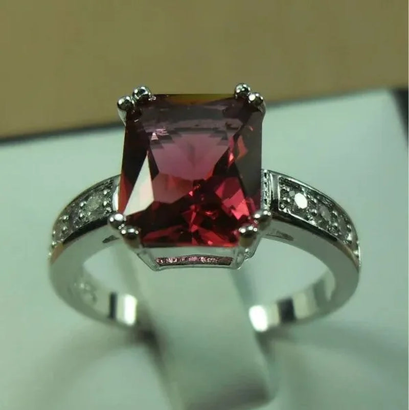 6-Color Natural 3.58CT White/Alexandrite/Sapphire/Pink/Emerald/Ruby Diamond 14K White Gold Ring Size 6-10