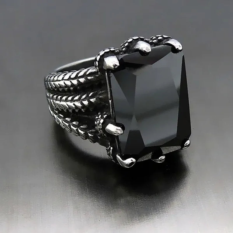 MEN'S BOY"S Dragon Claw Sapphire Ruby Blue CZ 316L Silver Stainless Steel Biker Ring US Size 8 To15