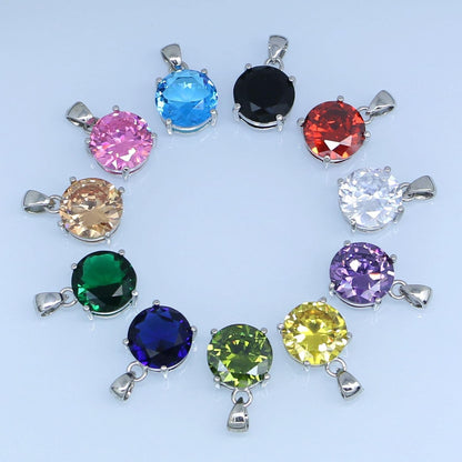 round Cubic Zirconia Necklace and Earrings Set for Women, Daily Party Prom Wedding Jewelry Sets, Valentine'S Day/Christmas/Mother'S Day/Birthday/Birthstone Gift for Wife/Mother/Friend/Sister/Daughter